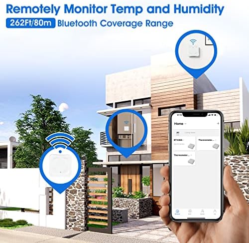 Бтметар Термометар Хигрометар Поврзете Се Со Телефонот, Дигитален Внатрешен Сензор За Влажност На Температурата на Отворено Со Предупредувања За