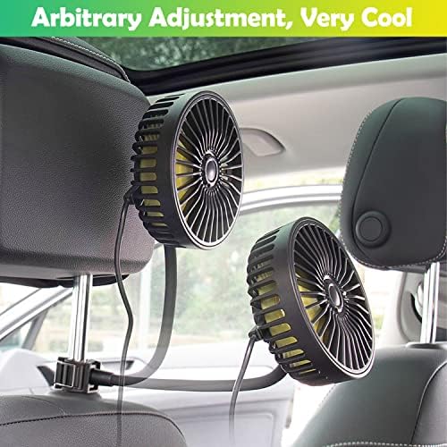 Вентилатор за автомобили, USB напојуван автомобил за ладење за автомобил за задниот дел на автомобилот Бебе 3 Брзина Силен ветер 5V заден циркулација на воздухот Вент