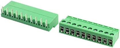 X-Gree 2PCS AC300V 10A 5.08mm растојание 10pin аголен приклучок преку дупка за монтирање на зелена PCB завртка за завртки за блокирање