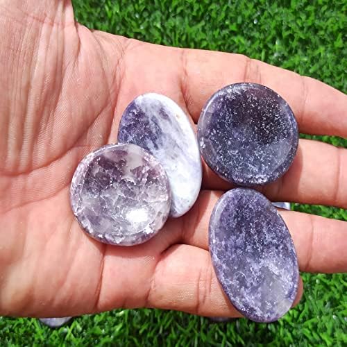 Лепидолит загриженост камен за кристално лекување џеб палм камен камен 2 парчиња