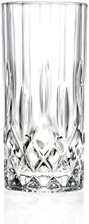 Хајбол-Стакло-Комплет од 6 - Хибал Чаши-Стаклен Кристал-Прекрасен Дизајниран-Чаши За Пиење - За Вода , Сок , Вино , Пиво и Коктели-13 мл. -