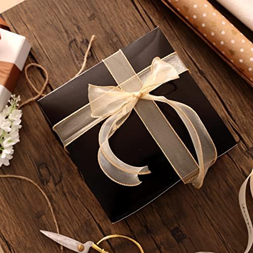 Морето Црни Кутии За Подароци 12 Пакети 8х8х4 Инчи, Хартиена Кутија За Подароци Со Капаци за Свадбен Подарок, Кутија За Младоженци, Дипломирање,