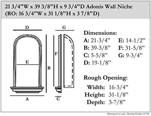 Ekena Millwork NCH21X39AD 21 3/4-инчен x 39 3/8-инчен x 9 3/4-инчен адонис wallид ниша