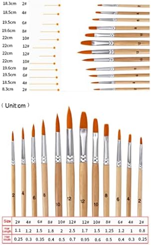 SDGH 12 Пакет Дрво Уметник Боја Четки Различни Големина Најлон Боја Четка Сет Акварел Сликарство Уметност Материјали