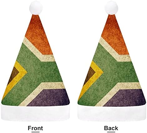 Гроздобер Јужна Африка Знаме Божиќ Шапка Дедо Мраз Капи Краток Кадифен Со Бели Манжетни За Мажи Жени Божиќ Празник Партија Украси