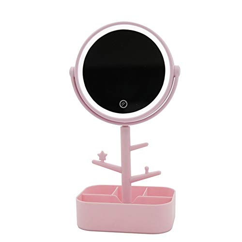 Мода нова мулти-функција за складирање на складирање LED Mirror Mirror Smart With Light Fill Light Beauty Vanity Mirror White Pink Yang1mn