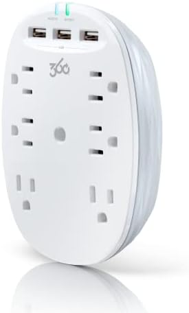 360 Електрично студио 4.8 6-Outlet Surge Tap W/ 4.8A 3-порта USB и 1080 Joules of Surge Protection