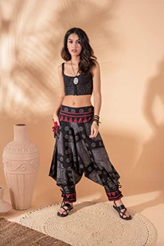 Компанијата Вешти Унисекс памук боемски јога баги панталони, џогири со хипи мажи, удобни женски панталони