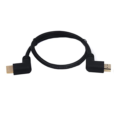 Kework 1.5 ft HDMI 4k Адаптер Кабел, 90 Степен Лево Агол HDMI Машки до 90 Степен Прав Агол HDMI Машки Кабел, HDMI 2.0 Верзија Ултра HD Голема Брзина Штит Кабел, 4K@60HZ