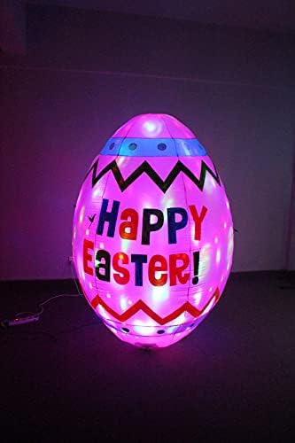 Пакет за украси на две велигденски забави, вклучува високи 6 стапала осветлено среќно јајце на надувување на надувување, и силен зајаче зајак
