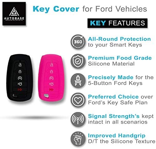 AutoBase Silicone Key Fob Cover for Ford Fusion F150 F250 F350 F450 F550 Edge Explorer Bronco Expedition Mustang F-150 Raptor |