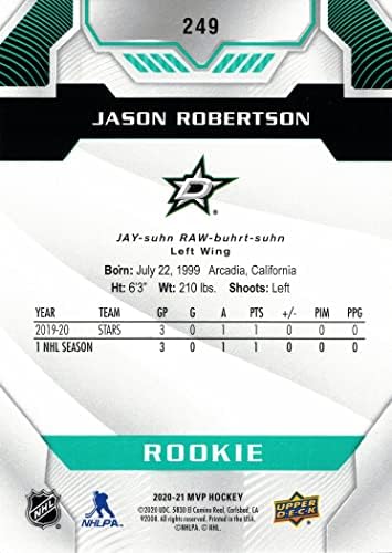 2020-21 Горна палуба МВП хокеј 249 Jејсон Робертсон Дебитант картичка - Далас starsвезди
