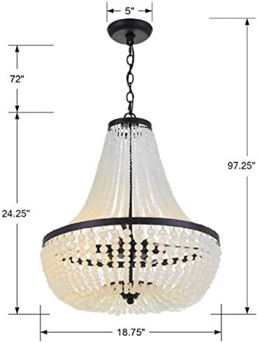 Кристорама Рајли 18 3/4 Широк мат бел бел 6-светлина лустер