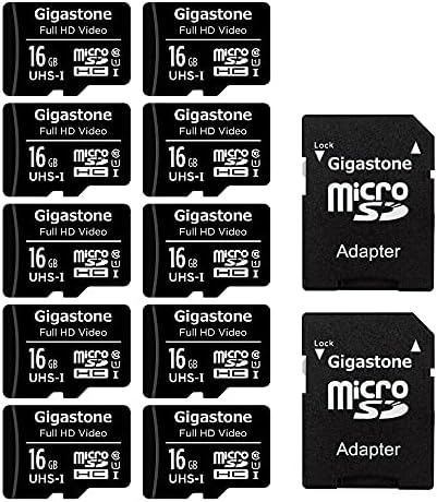 Gigastone 8GB 10-Пакет Микро Sd Картичка, Целосна HD Видео, Надзор Безбедност Камера Камера Акција Беспилотно Летало, 85mb/s Микро Sdhc Класа 10
