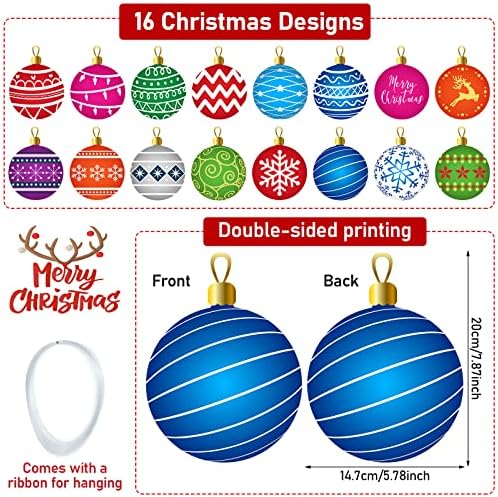 16 компјутери Божиќ на отворено рефлексивни двојни украси за тревници Божиќен отворен двор холографски украси Божиќни топки што висат