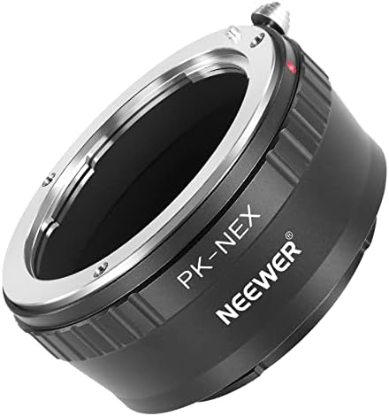 Прирачник за адаптер за леќи Neewer леќи, компатибилен со Pentax K монтирање на леќи на Sony E Mount Camera, вклучувајќи Alpha 1 A9 A7 A7C A7R A7S A6600 A6400 A5000 NEX-7 NEX-6 NEX-5 NEX-3 ZV-E10 FX30