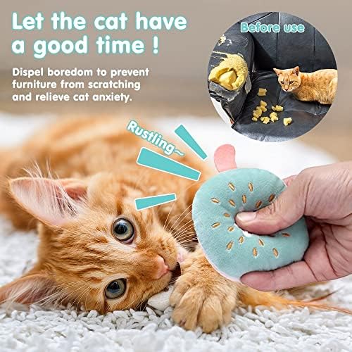 Mioyoow 6pcs Cat Catnip играчки, мачки џвакање играчки кадифни перници мачки крцкави играчки интерактивна мачка играчка за мачиња