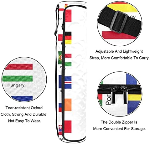 RГДН Јога Мат Торба, Европска Земја Знамиња Вежба Јога Мат Превозникот Целосна Поштенски Јога Мат Носење Торба Со Прилагодлив Ремен За Жени Мажи