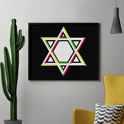 Шарена еврејска starвезда плоштад дијамантски комплети за слики со слики целосна вежба за украсување на домови 12 × 16/16 × 20