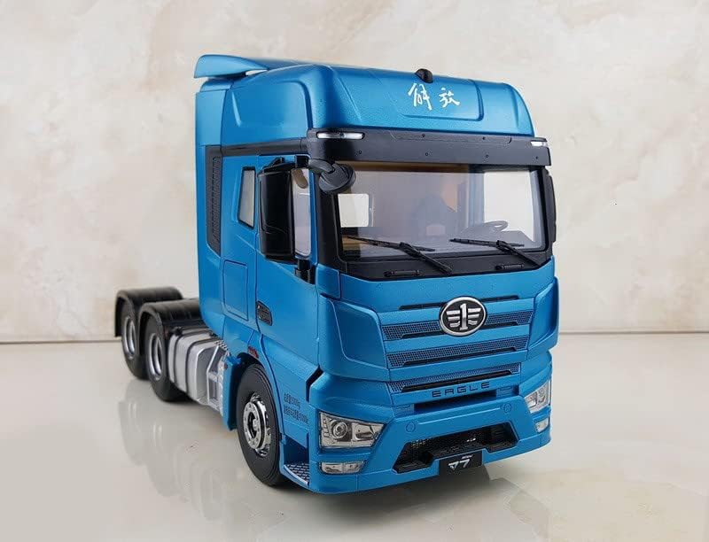 Faw Jiefang Ergle J7 Trailer Trailer Cab Trailer Trauler Soft Blue 1/24 Diecast камион претходно изграден модел