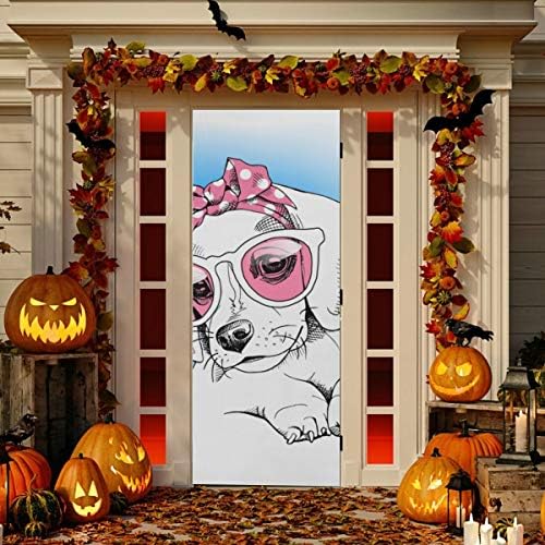 Заштитник на вратата Покријте Бигл кученце розови чаши за глава, декор за врата за врата за издржливи капаци на ткаенини за врата прозорци