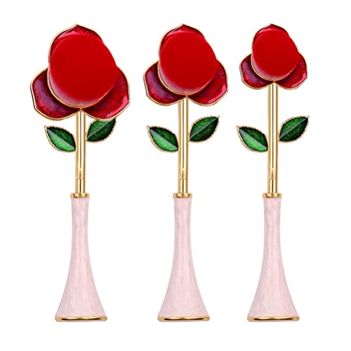 Fomiyes girly подароци 3 парчиња четки за шминка роза постави цветна руменило четка уникатна супер мека прашок за козметика за козметика за четки