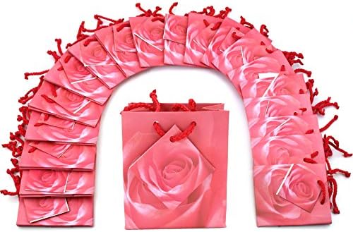 20 розови розови торбички торби за подароци и картичка 3 1/2 “