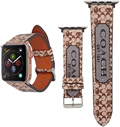 Луксузни Дизајнерски Бендови За Часовници Компатибилни Со Apple Watch За Жени Мажи, Кожни Гроздобер Ремени За Замена Класични Бендови