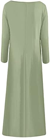 Fragarn женски обичен лабава цврста боја долга фустан секси длабок V врат со долг ракав фустан