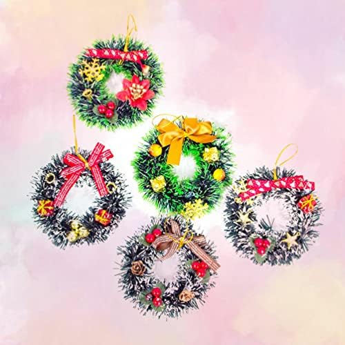 АМОСФУН 6 ПЦС Божиќни венци сет мини декоративен венец венец виси украси за Божиќна празнична забава украсена венец