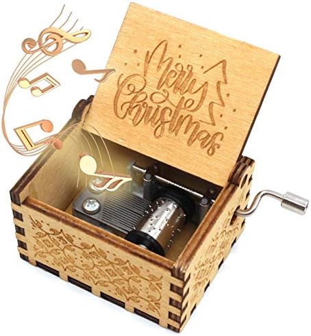 Укебобо дрвена музика кутија- Среќна Божиќна музичка кутија, роденденски подароци, 1 сет