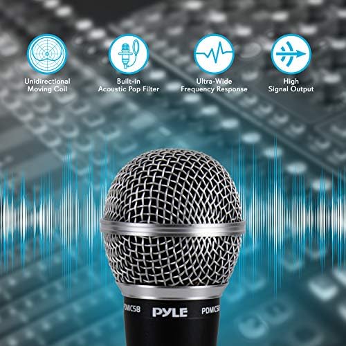Комплет за динамички микрофон на Pyle Professional Dynamic Microphone - Единствено вокален жичен микрофон & 16.4ft XLR аудио кабел до 1/4 '' Audio Connection PDMIC88ST & Pro вклучува кабел од 15ft XLR до 1/4 ''