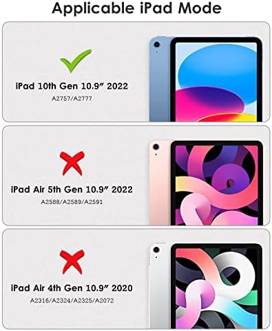 DTTOCASE iPad 10-та генерација Kickstand Protective Case 2022, iPad 10,9 инчи покритие со мат замрзнат шок-отвор на грбот [анти-прстин,