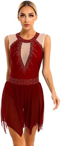 Shinsto жени сјајни sequine sequins high thul mesh tulle балетски танц фустан Лирски модерна современа танцувачка облека