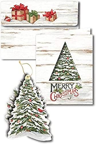 3Д Божиќни картички украси за одмор, украси за фарми - 8 картички/кутии со коверти за појавување - новогодишна елка