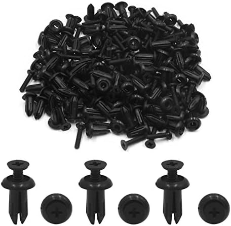uxcell 100pcs 5mm Dia Black Plastic Rivet Push Type Type Door Blumper Замена на CAR