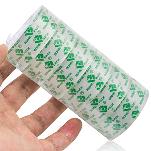 Bomei Pack 14Rolls Crystal Clear Tape, транспарентни ленти за полнење за диспензерот, занаетчиска лента за завиткување на подароци, дома, училишни