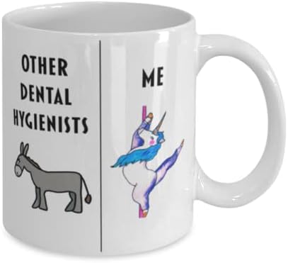 Смешна стоматолошка хигиеничар кафе кригла, подарок за стоматолошки хигиеничар, еднорог Друг стоматолошки хигиеничар Ме, подарок