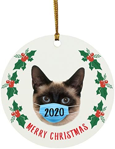 Персонализирана година Сијамска мачка злато кафеава карантин обичај 2023 украси за новогодишни подароци за нови години 2024 година украси круг