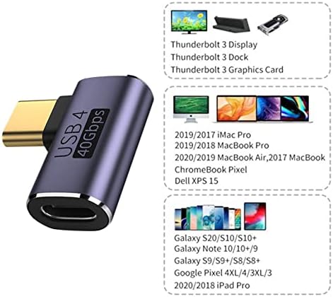 CY 40GBPS USB4 тип Ц машки до женски 90 степени лево десно под агол 100W Податоци за моќност 8K Видео адаптер за USB4.0