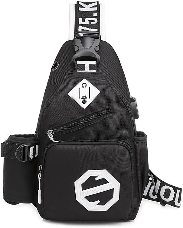 JBB Womenените прашка торба крстосница мала ранец чанта случајна градите рамо на рамото дневно патување спорт трчајќи пешачење црно