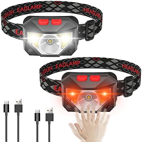 Флеј-светло на фановите на Xtauto, кои се полнат, 800lm Супер светла LED сензор за движење на главата на главата, 8 режими, лесни водоотпорни