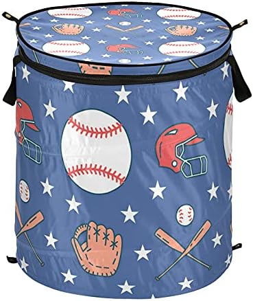 Бејзбол се појавува алишта за перење алишта со патент за патент, преклопна корпа за перење со рачки што може да се сруши за складирање на корпа