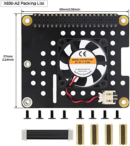 Geekworm x630-A2 Auido Hat & Cooling Fan Expansion Poart за X630 HDMI до CSI-2 модул и Raspberry Pi 4 Model B