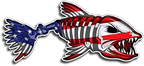 WSQ 2 -пакет во САД знаме коска риба винил налепница Деклара - 6x2,5 инчи - рибини декорации за чамци сол живот налепница автомобил