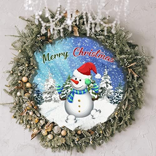 Среќен Божиќ Снешко Знак Дрво Декор Зимски Снешко Семејство Ѕид Дома Декорација Плакета Божиќ Влезната Врата Венец Нова Година Подарок Знак