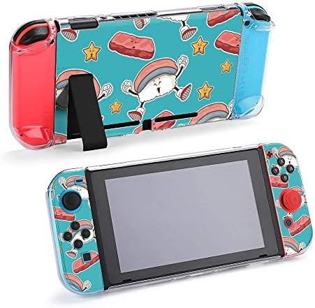 Случај за Nintendo Switch, каваи суши лосос ориентална храна пет-парчиња Поставете заштитни додатоци за конзола за игри на куќишта за прекинувач