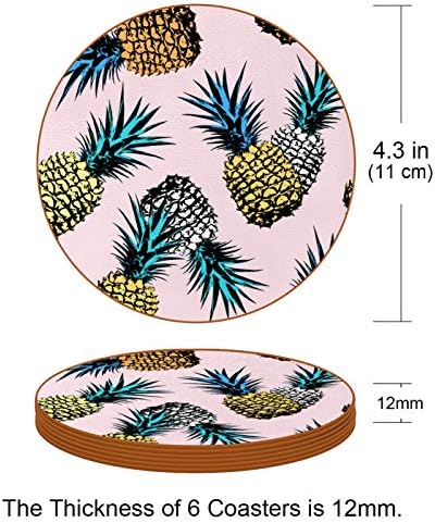 Тропско Овошје Подлоги од Вештачка Кожа Поставени од 6 За Пијалок, Чаши, Чаши Присутни За Пријатели ,Нов Дом,Подароци За Загревање