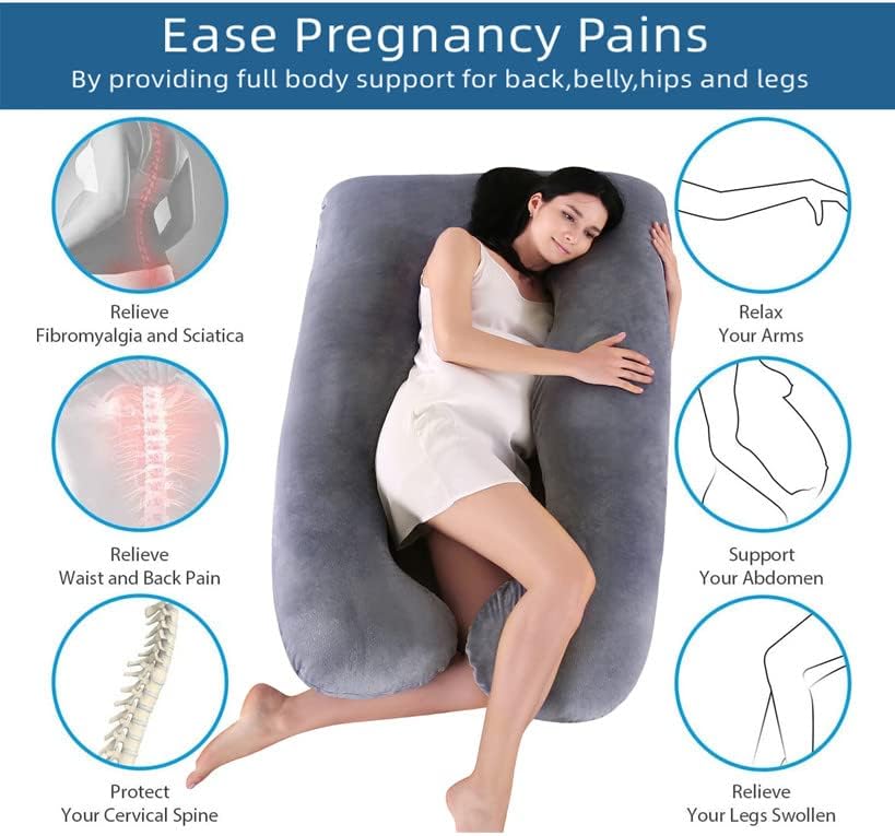 Перници за бременост во форма за спиење, 57 инчи за породилно перница за бремени жени со отстранлив и кадифено покритие, целосна поддршка за перница