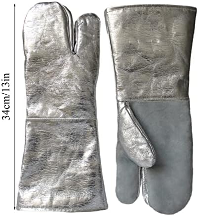 Q-FFL Три прста алуминиумска фолија на ракавици отпорни на висока температура, ракавици за заварување, нараквици за безбедност